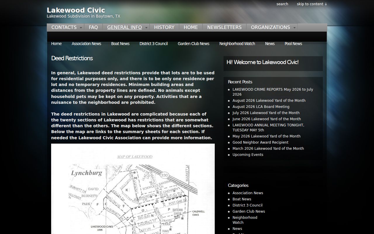 Lakewood Township neighbors page showing Lakewood Civic Association section map resource